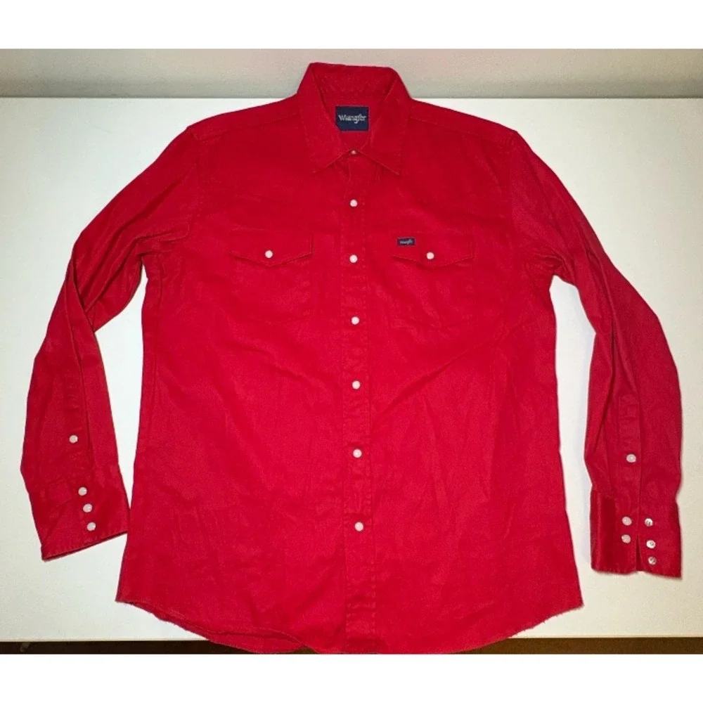 Vintage Men's Wrangler Red Snap Western Shirt | Large